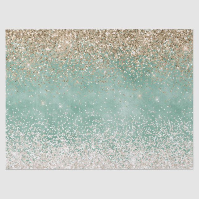 Minze White Glam Gold Sparkle Glitzer Seidenpapier (Vorderseite)