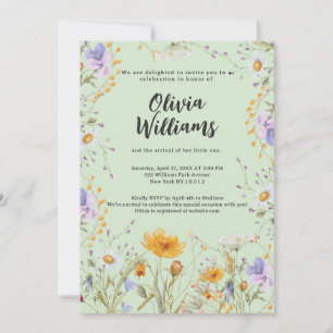 Minze Wildblume Frühlingsblumen Baby Shower Einladung