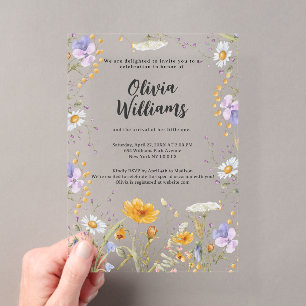 Minze Wildblumen Frühlingsflorales Baby Shower Acryleinladungen
