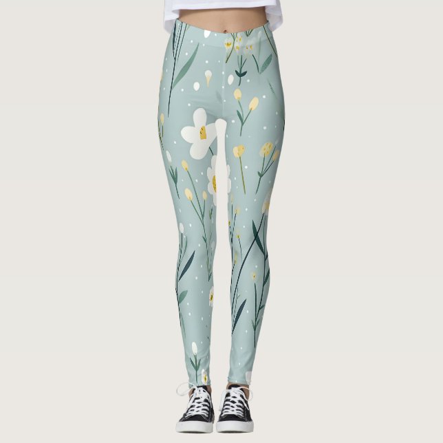 Minze Wildblumen Leggings (Vorderseite)