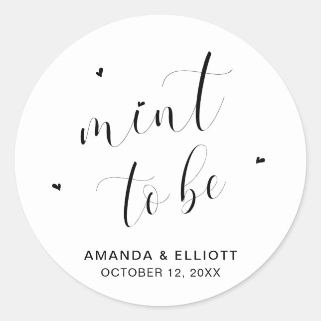 Minze zu hören Elegante Minze Gastgeschenk Hochzei Runder Aufkleber (Vorderseite)