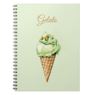 Minzeiscreme-Gelato-Geburtstag Notizblock