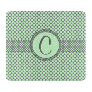 Minzen-Grün mit grauem Polka Punkt-Monogramm Schneidebrett