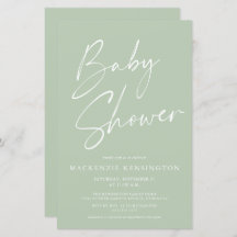 Minzensage Green Simple Script Baby Dusche