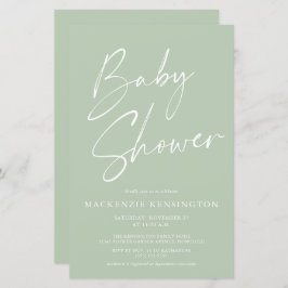 Minzensage Green Simple Script Baby Dusche