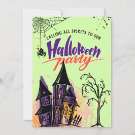 Minzes Abstraktes Halloween-Party Einladung