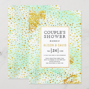 Minzgrün Aquarell Goldverheiratete Paare Dusche Einladung
