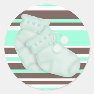 Minzgrün-braune Babyshower-Aufkleber Runder Aufkleber