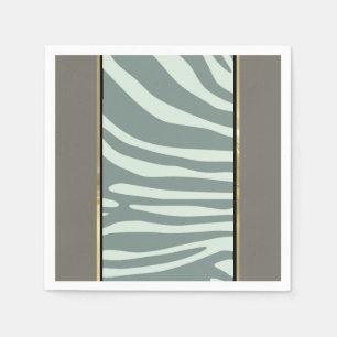 Minzgrün, Creme und schwarzer Zebradruck Serviette