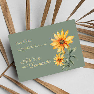 Minzgrün-gelbe Sonnenblumen Blume Danke Einladung