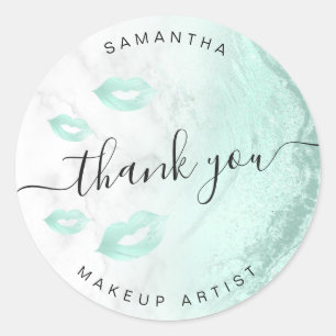 Minzgrün Glitzer Lippen Marmor Makeup Künstler Runder Aufkleber