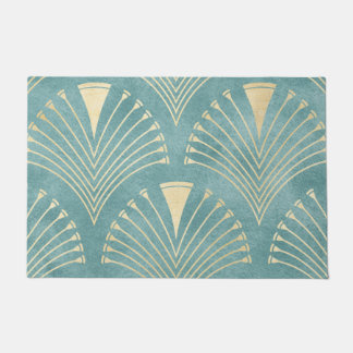 Minzgrün, Gold, Art-Deco-Muster, Vintag, Retro, Me Fußmatte