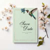 Minzgrün goldfarbener Kolibri Save the Date