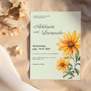 Minzgrün-orange-gelbe Sonnenblume Hochzeit Einladung
