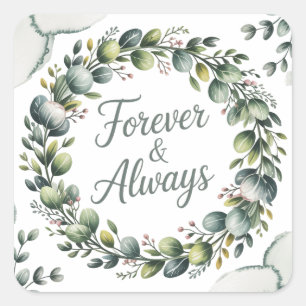 Minzgrün & Salbeigrün Eukalyptus Quadratischer Aufkleber