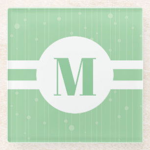 Minzgrün Streifen Monogramm Pastellfarben minimal Glasuntersetzer