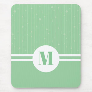 Minzgrün Streifen Monogramm Pastellfarben minimal Mousepad