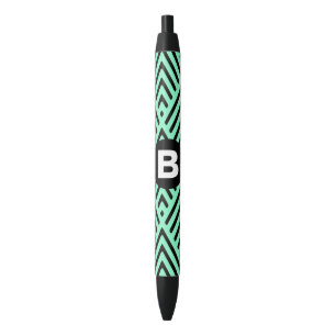 Minzgrün trendiges Chevron-Muster Monogramm Kugelschreiber