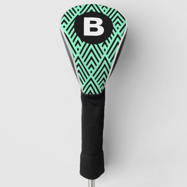 Minzgrün trendy Chevron-Muster Monogramm Golf Headcover (Vorderseite)