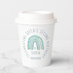 Minzgrün und blauer Boho Regenbogen Pappbecher