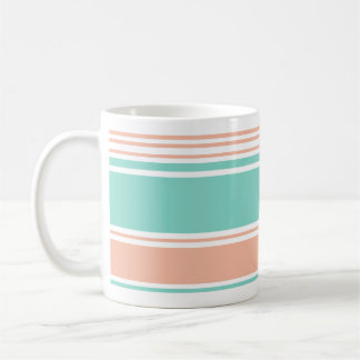 Minzgrün und Pfirsichfarben Moderne Streifen Kaffeetasse