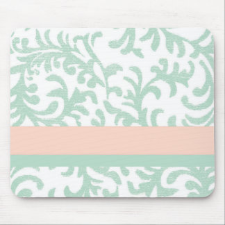 Minzgrün und Pfirsichrosa Blumenmuster Mousepad