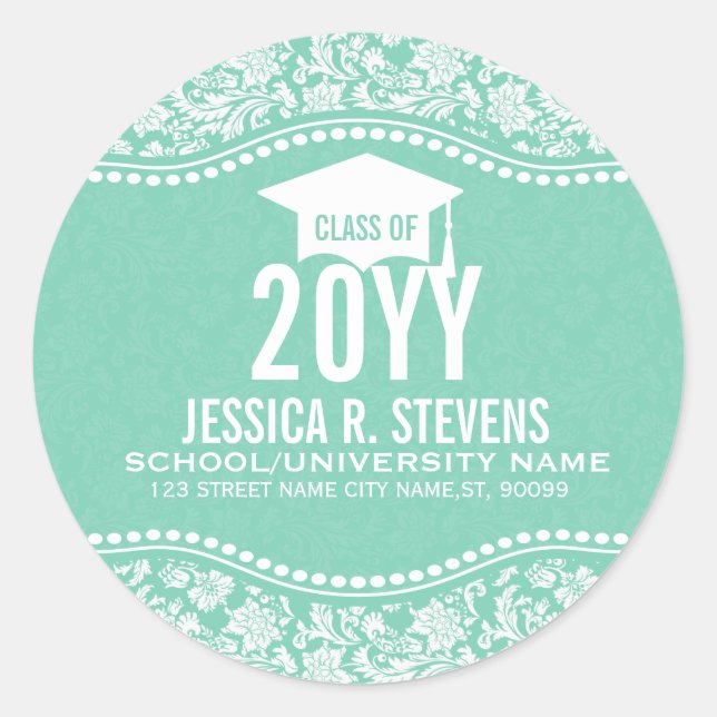 Minzgrün- und Weißblütenmatte, Abschluss-Hut Runder Aufkleber (Vorderseite)