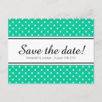 Minzgrün und weißer Punkt Save the Date Postkarte