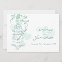 Minzgrün Vögel öffnen Käfig Hochzeit Einladung