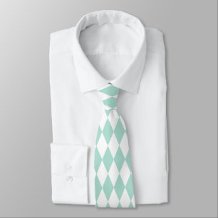 Minzgrün & weiß Diamantformen Retro Neck Tie Krawatte