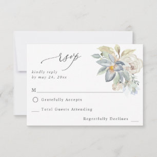 Minzgrün & Weiße Blumen ohne Essens-RSVP RSVP Karte