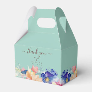 Minzgrüne Blumenhochzeits-Gabellbox Moderne Party Geschenkschachtel