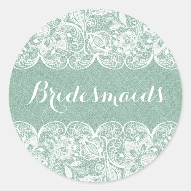 Minzgrüne Imitate, weiße Blumenspitze Runder Aufkleber (Vorderseite)