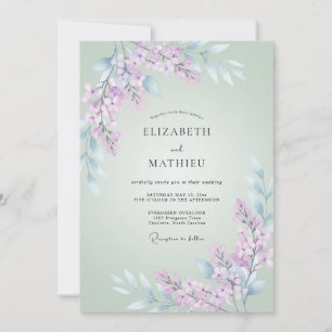 Minzgrüne Launische Wisteria-Hochzeit Einladung