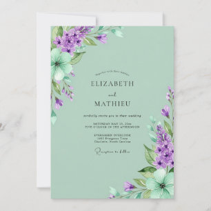 Minzgrüne Poetische Fliederhochzeit Einladung