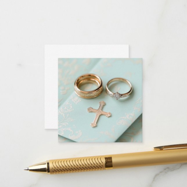 Minzgrüne religiöse Hochzeit Begleitkarte (Vorderseite/Rückseite Beispiel)