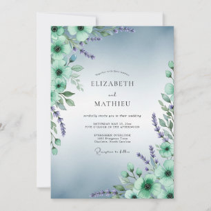 Minzgrüne ruhige Aquarell-Hochzeit Einladung