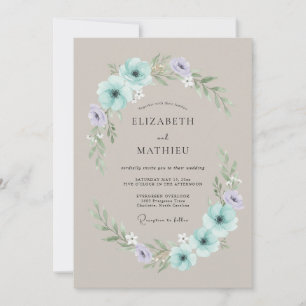 Minzgrüne ruhige florale Hochzeit Einladung