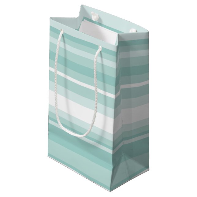 Minzgrüne Streifen Kleine Geschenktüte (Vorderseite Schrägansicht)