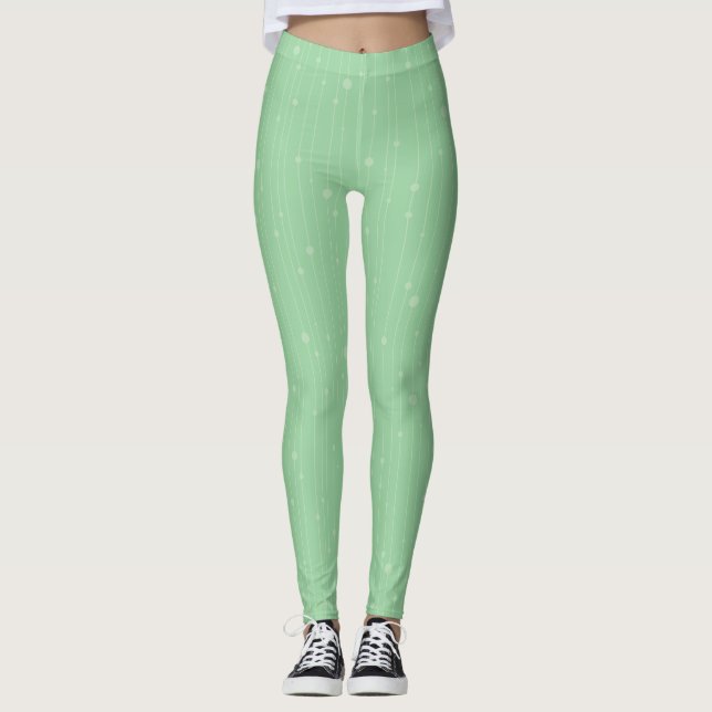 Minzgrüne Streifen und moderne Öko Leggings (Vorderseite)