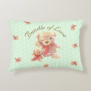 Minzgrüne Vintage-Teddybär-Nursery Dekokissen