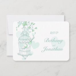 Minzgrüne Vögel öffnen Käfig Hochzeit RSVP