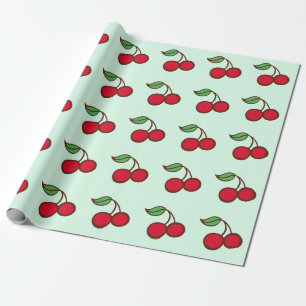 Minzgrüne Weihnachts-Kirsch-Verpackungspapier Geschenkpapier