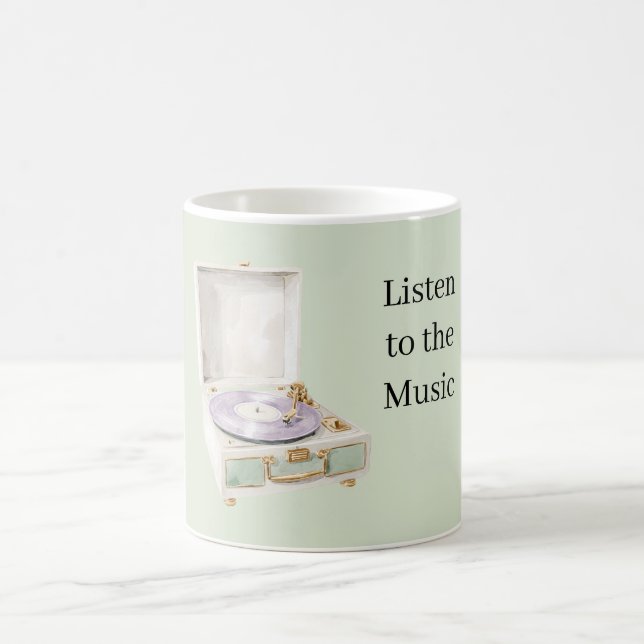 Minzgrüner Lavendel Plattenspieler Kaffeetasse (Mittel)