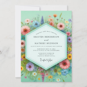 Minzige Florale Wiesenhochzeit Whimsy Einladung