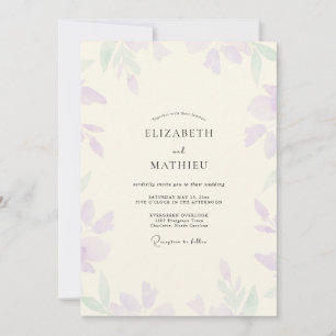 Minzige Lila Blatt Hochzeit Einladung