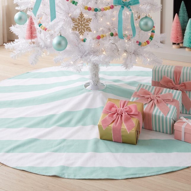 Minzige Prepper-Streifen Polyester Weihnachtsbaumdecke (Von Creator hochgeladen)