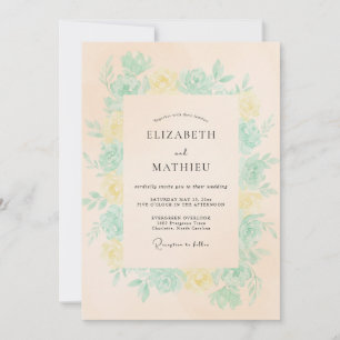 Minzige sanfte Pfirsichblüten-Hochzeit Einladung