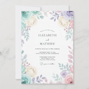 Minzige, staubige Flieder-Blüten-Hochzeit Einladung