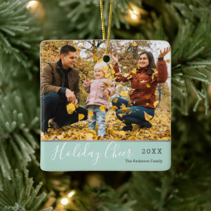 Minzige Weihnachtsfreude Familien-Weihnachtsfoto Keramikornament